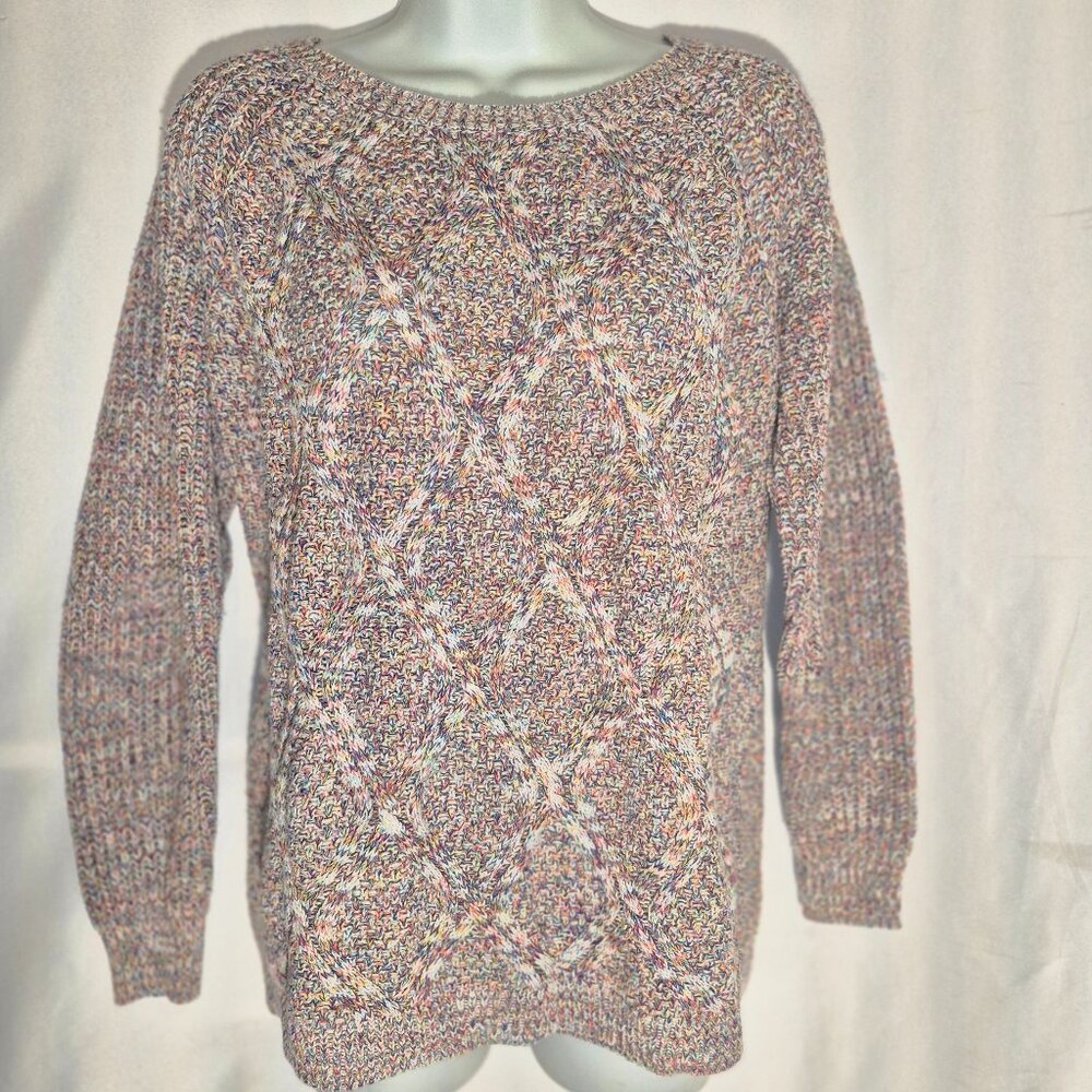 FADED GLORY pretty multi-colored knit sweater, diamond pattern in size XXL
